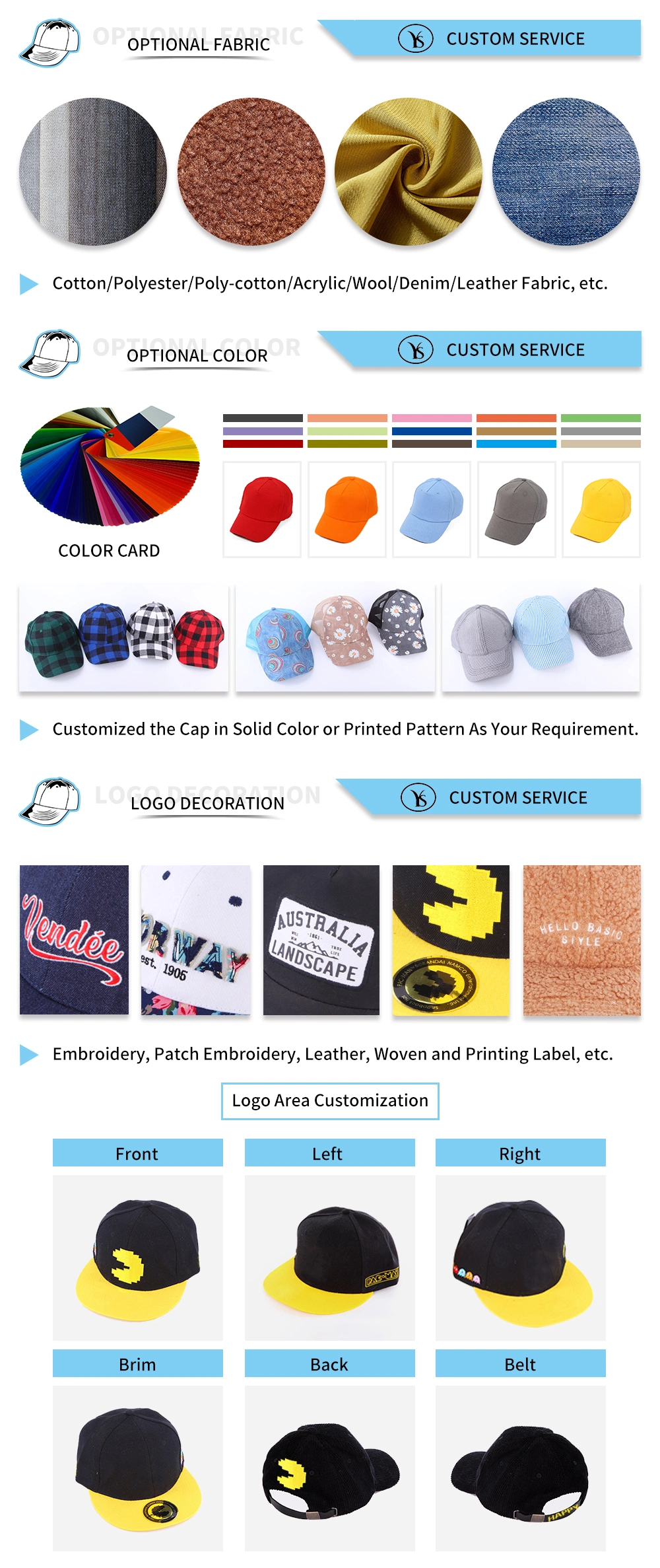 Custom Printing Pattern 6 Panel Men Women Baseball Trucker Sports Cap for Promotion Gift