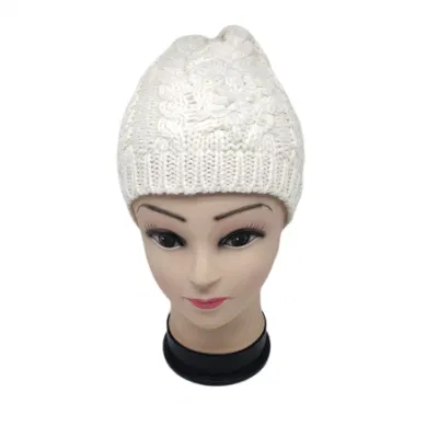 Gorro de malha infantil de inverno quente com lã